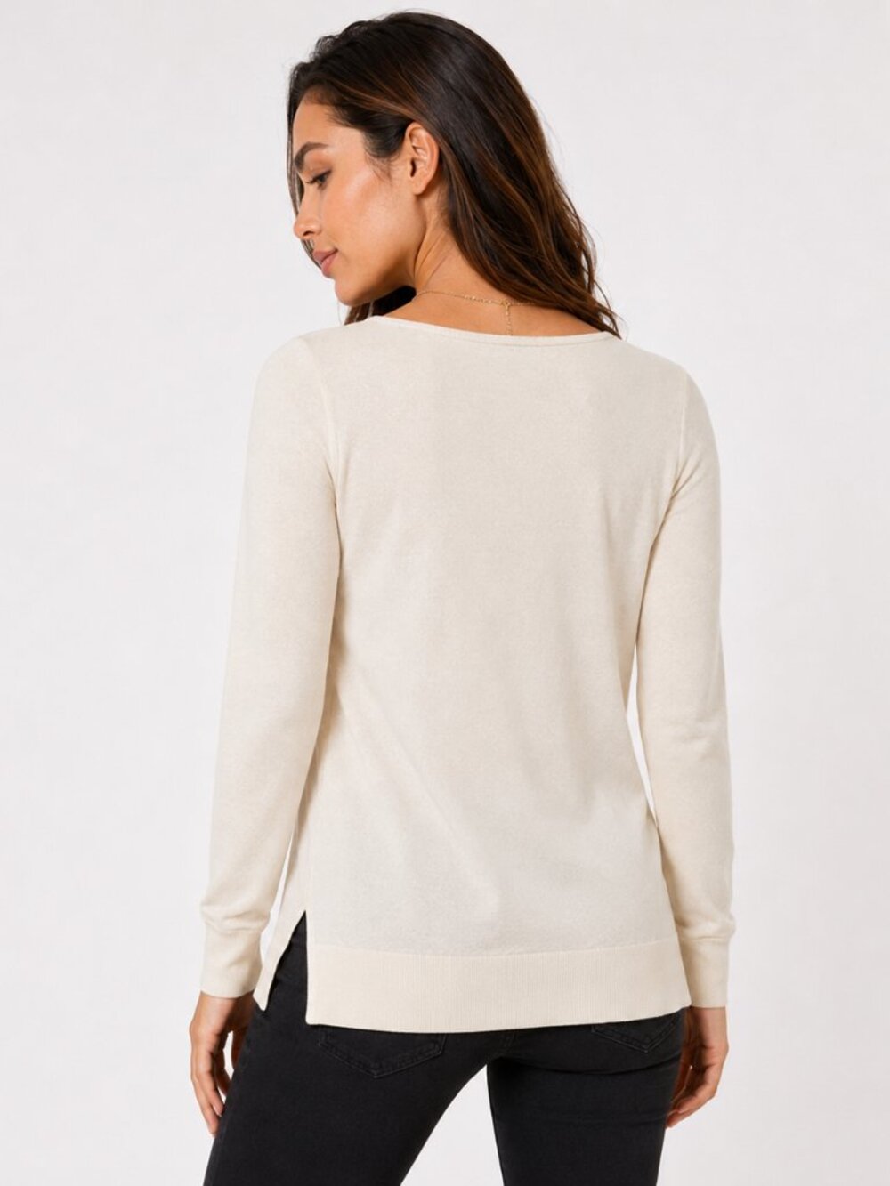 LOFT Women Top XS Beige Lace Long Sleeve Lightweight Casual Soft Knit - Picture 2 of 7